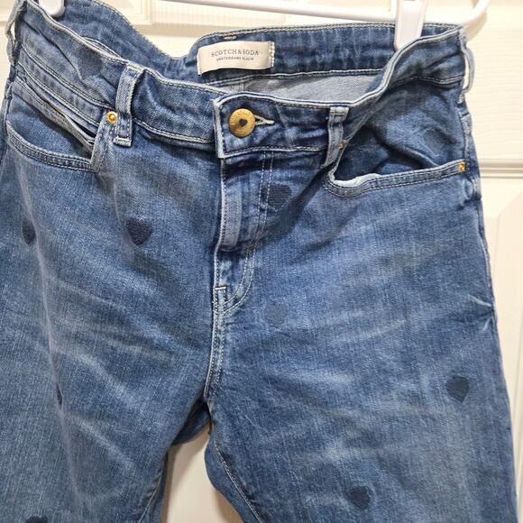 Scotch & Soda Amsterdams Blauw Heart Print Skinny Jeans 28/32 - Picture 8 of 8